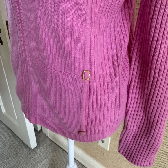Women's St. John By Marie Gray Pink Cashmere Zip Up Cardigan Sweater - Size S - Picture 3 of 6